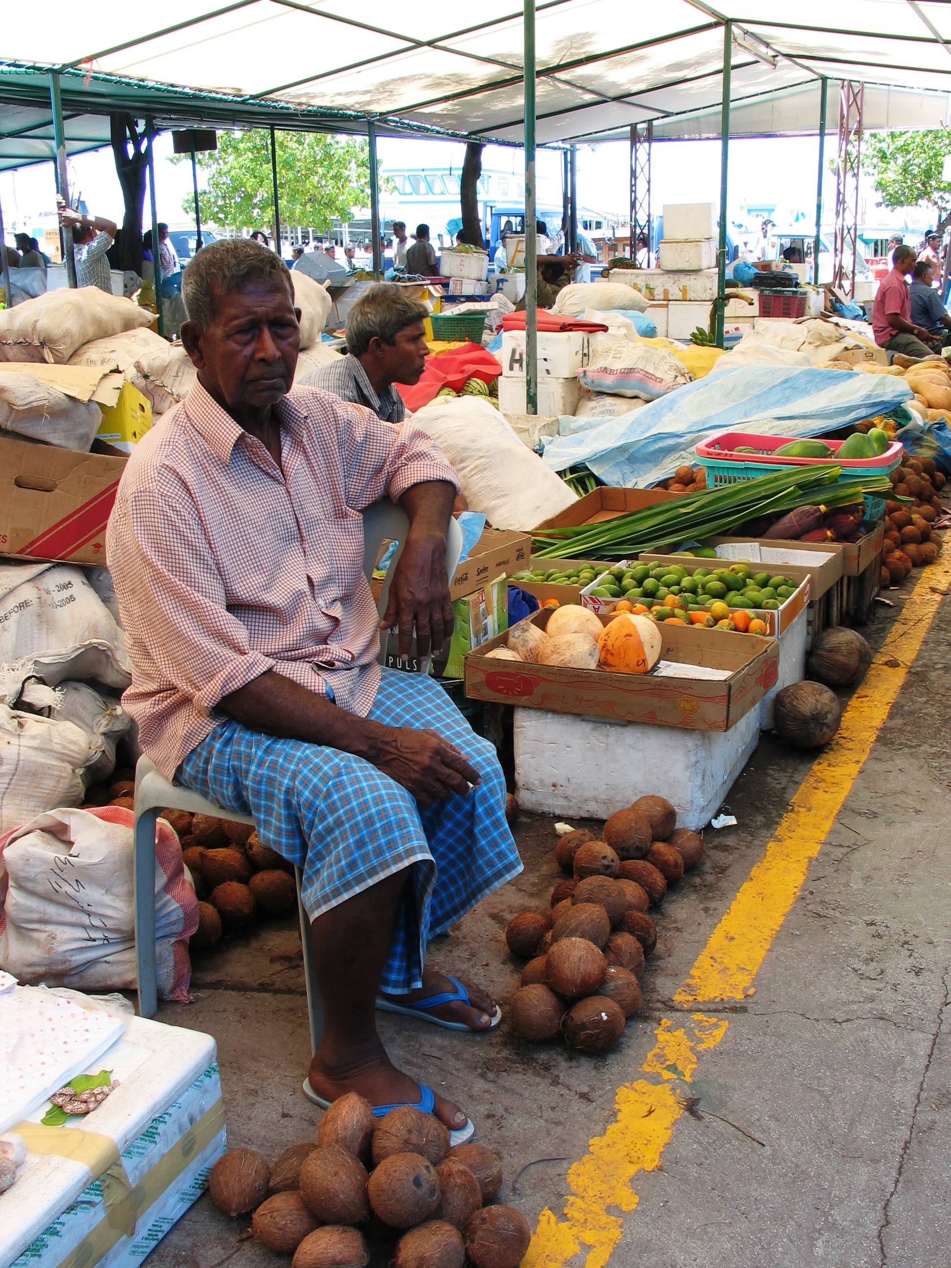 Locally grown fruit and vegetables at a Maldives market